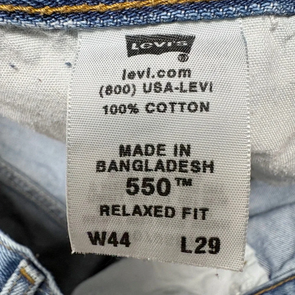 Levis 550 Relaxed Fit Tapered‎ Leg Jeans Mens 44x29 Light Wash Blue Denim